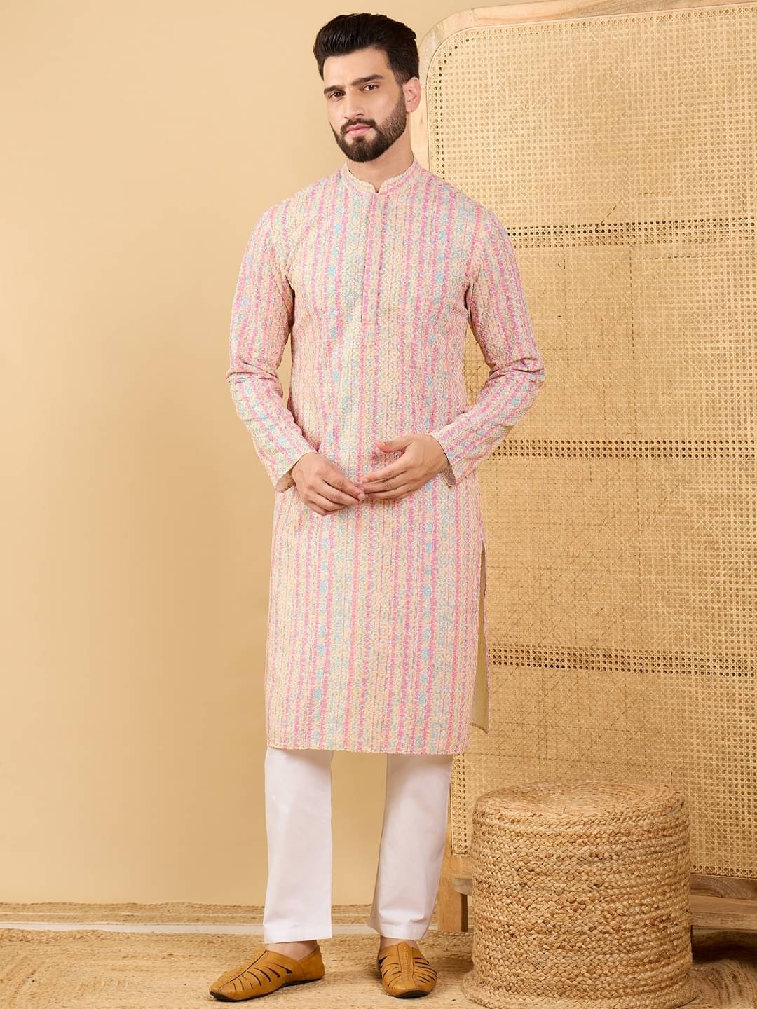     			Ethnic Bay Peach Viscose Men's Regular Kurta ( Pack of 1 )
