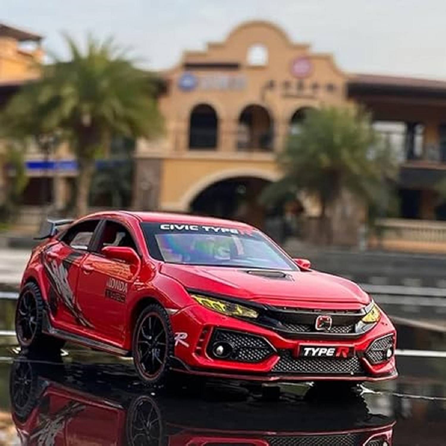     			FEDIFU 1:32 HONDA Civic Type-R Toy Car Alloy Diecast Model Car Pull Back Vehicle Toy with Openable Doors Sound and Light Car for Kids