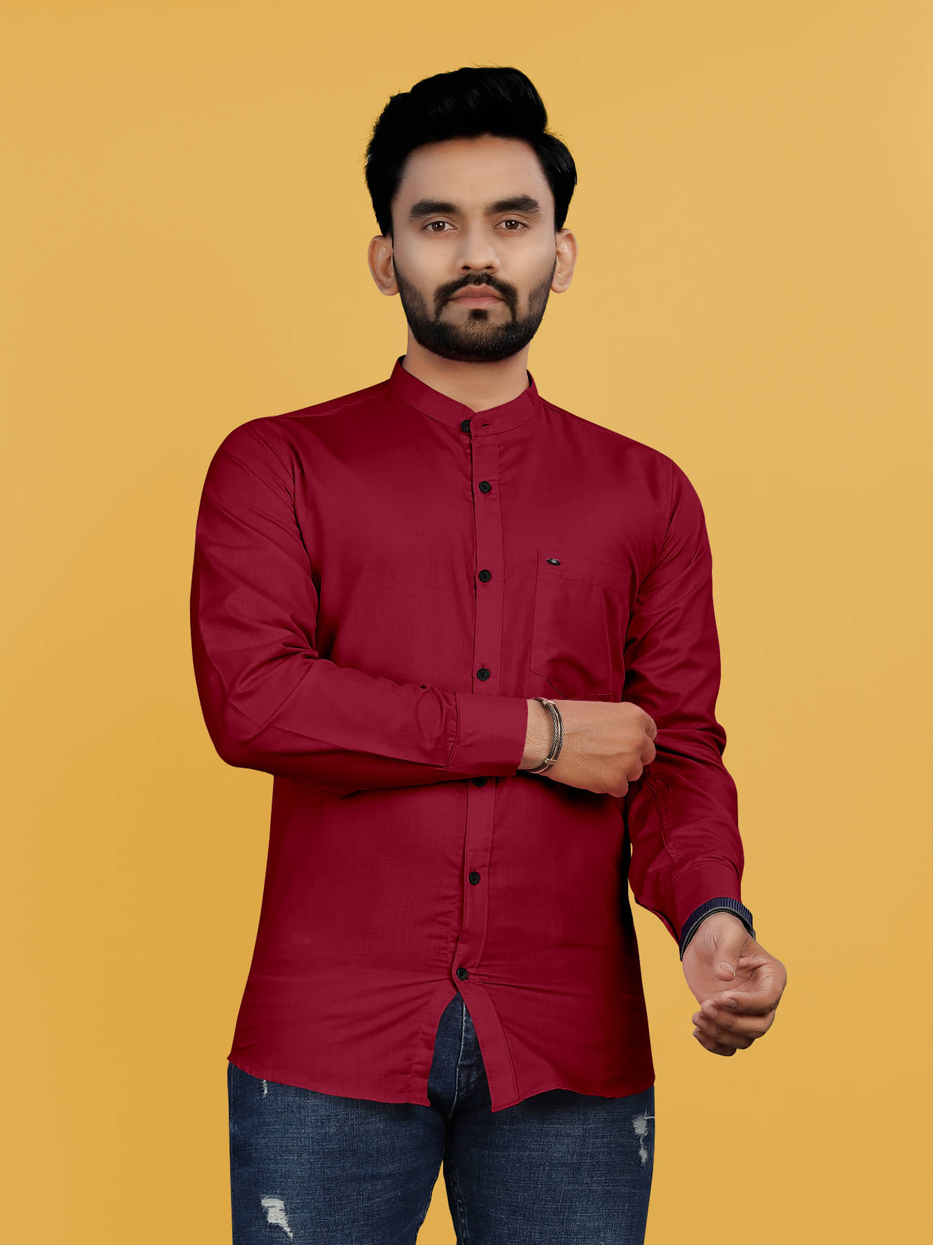 Fashionfricks Cotton Blend Regular Fit Solids Full Sleeves Men's Casual Shirt - Maroon ( Pack of 1 ) Fashionfricks Cotton Blend Regular Fit Solids Full Sleeves Men's Casual Shirt - Maroon ( Pack of 1 )