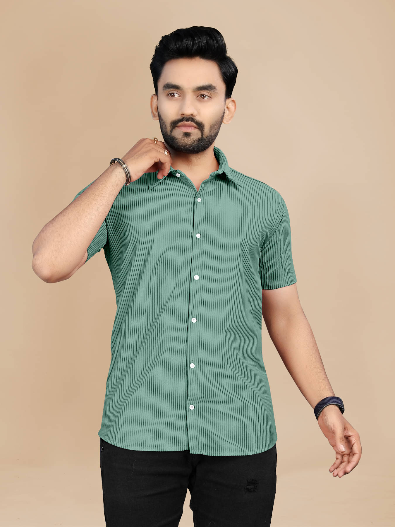     			Fashionfricks Cotton Flex Regular Fit Self Design Half Sleeves Men's Casual Shirt - Multicolor ( Pack of 1 )