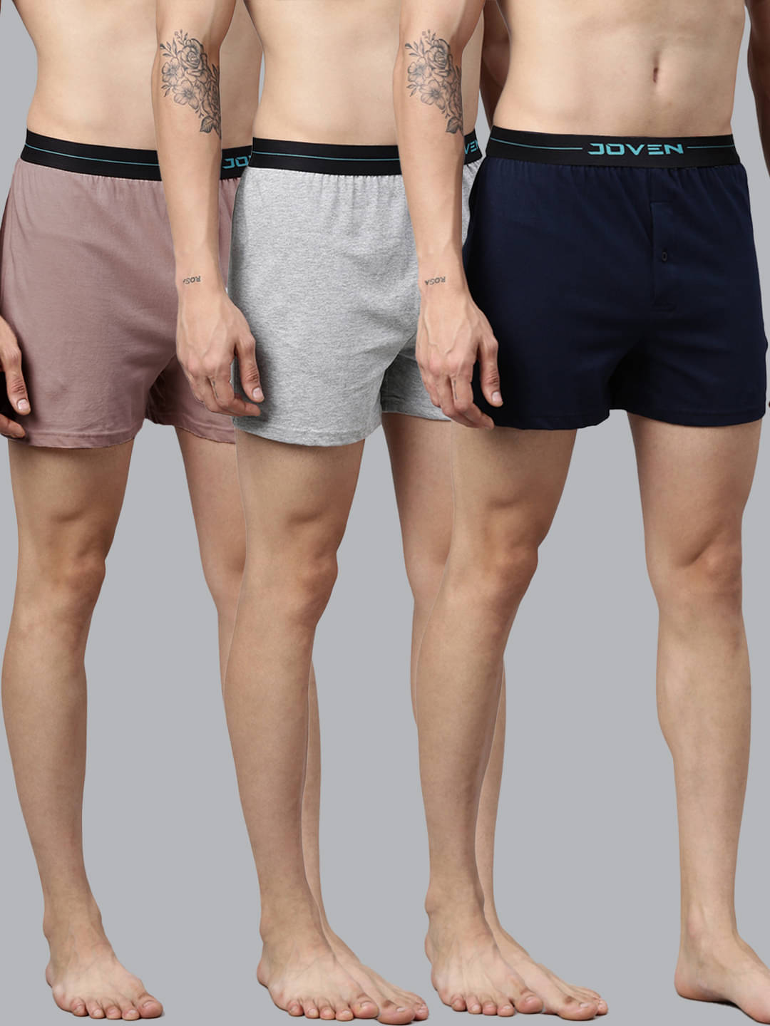 Joven Pack of 3 Cotton Boxers For Men's ( Navy ) Joven Pack of 3 Cotton Boxers For Men's ( Navy )