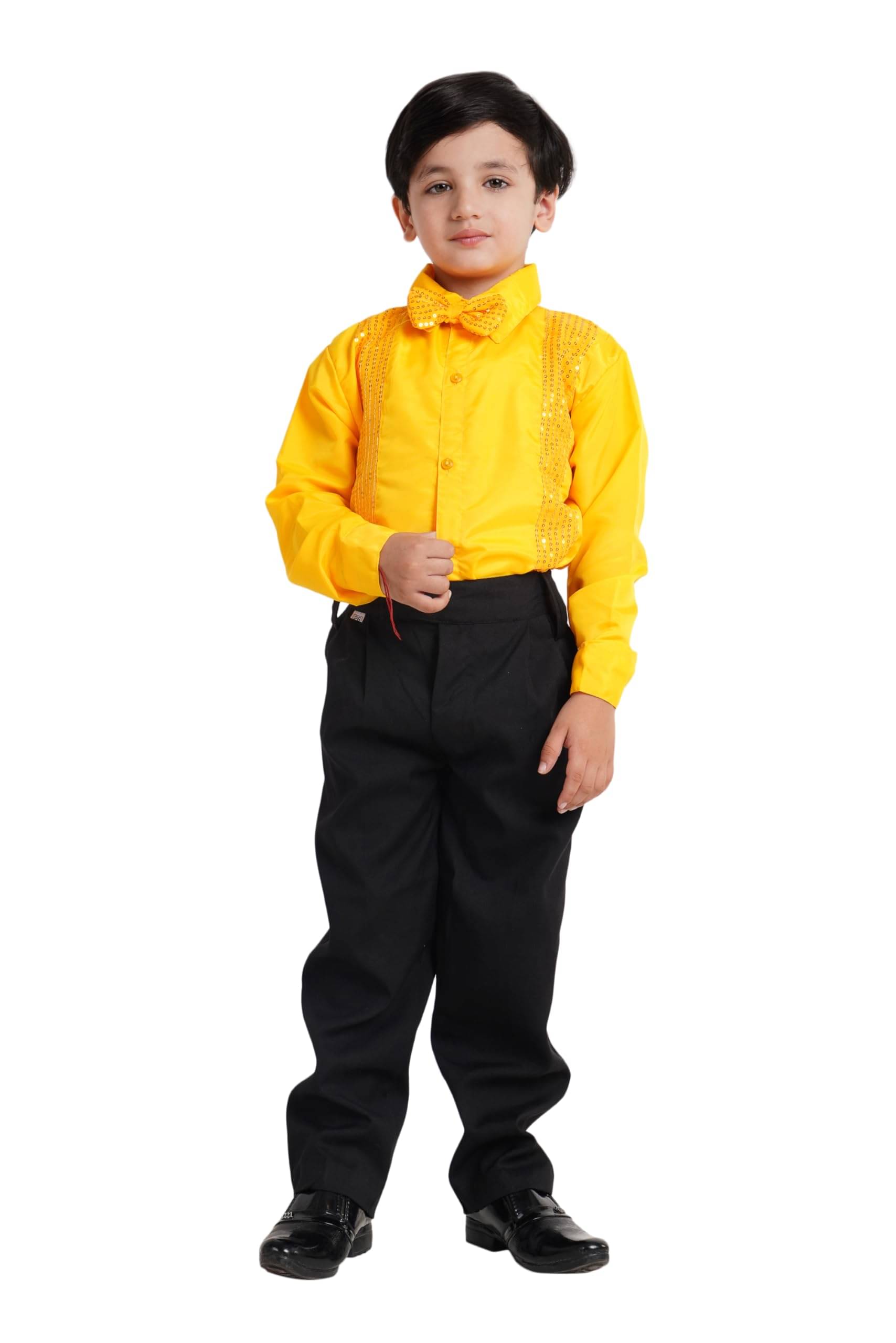     			Kaku Fancy Dresses Dance Costume Shinning Shirt for Kids | Sequin Work School Annual Funtion Shirt For Boys - 7-8 Years