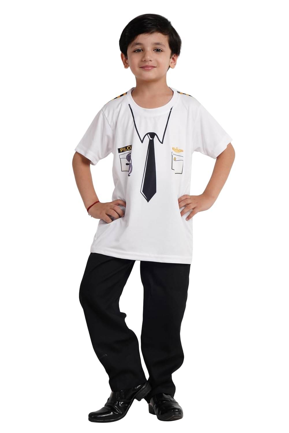 Kaku Fancy Dresses Printed Round Neck Pilot T-Shirt for Kids | Our Helper Pilot Costume Tshirt for Kids, White - 7-8 Years Kaku Fancy Dresses Printed Round Neck Pilot T-Shirt for Kids | Our Helper Pilot Costume Tshirt for Kids, White - 7-8 Years