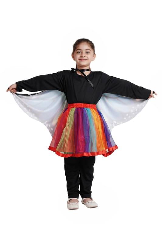     			Kaku Fancy Dresses Rainbow Tu-Tu skirt with Butterfly Wings for Girls, Multicolor Skirt for 3-4 Years, Baby Girl Butterfly Theme Birthday Party Decorations Halloween Costume