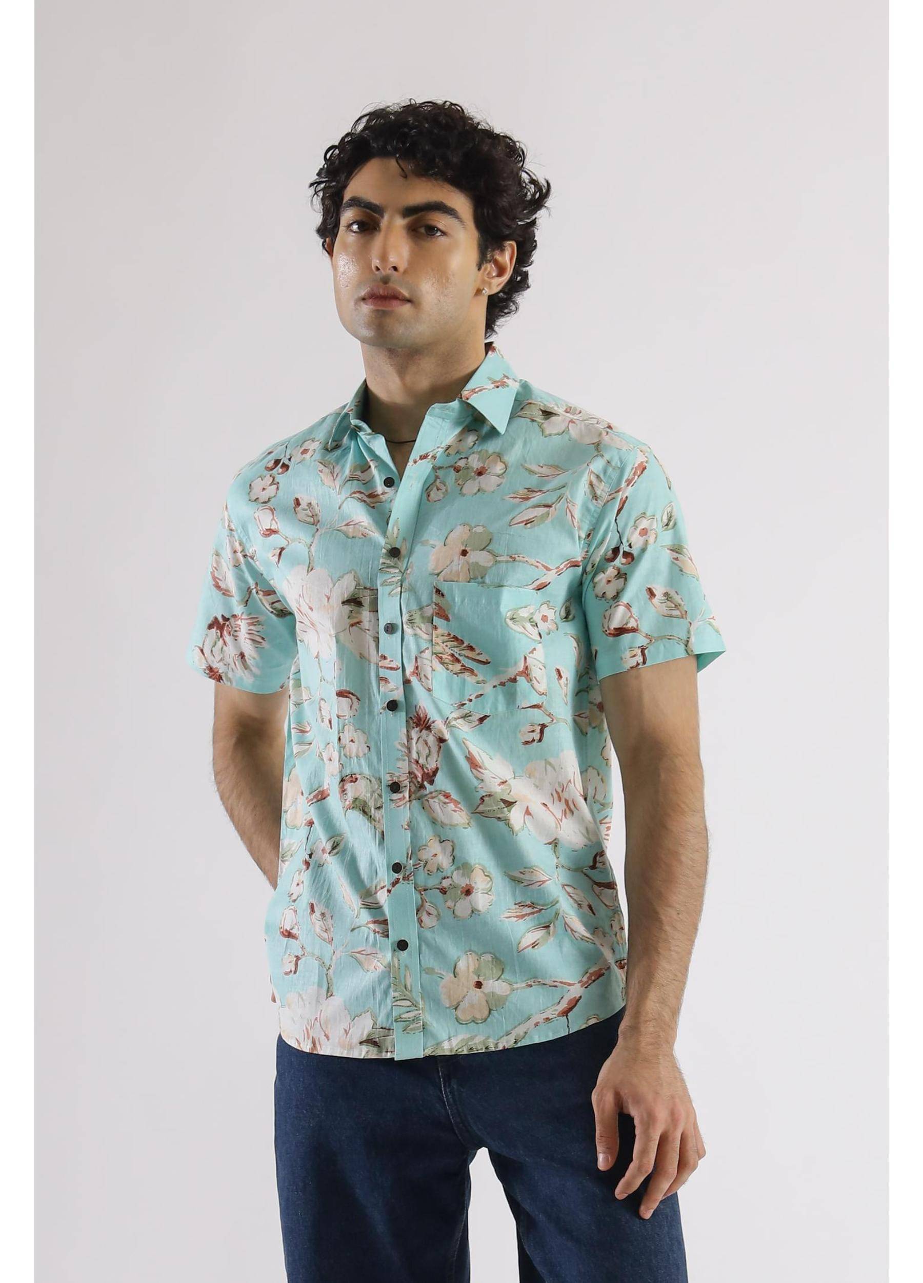     			Label Flavia 100% Cotton Regular Fit Printed Half Sleeves Men's Casual Shirt - Multicolor ( Pack of 1 )