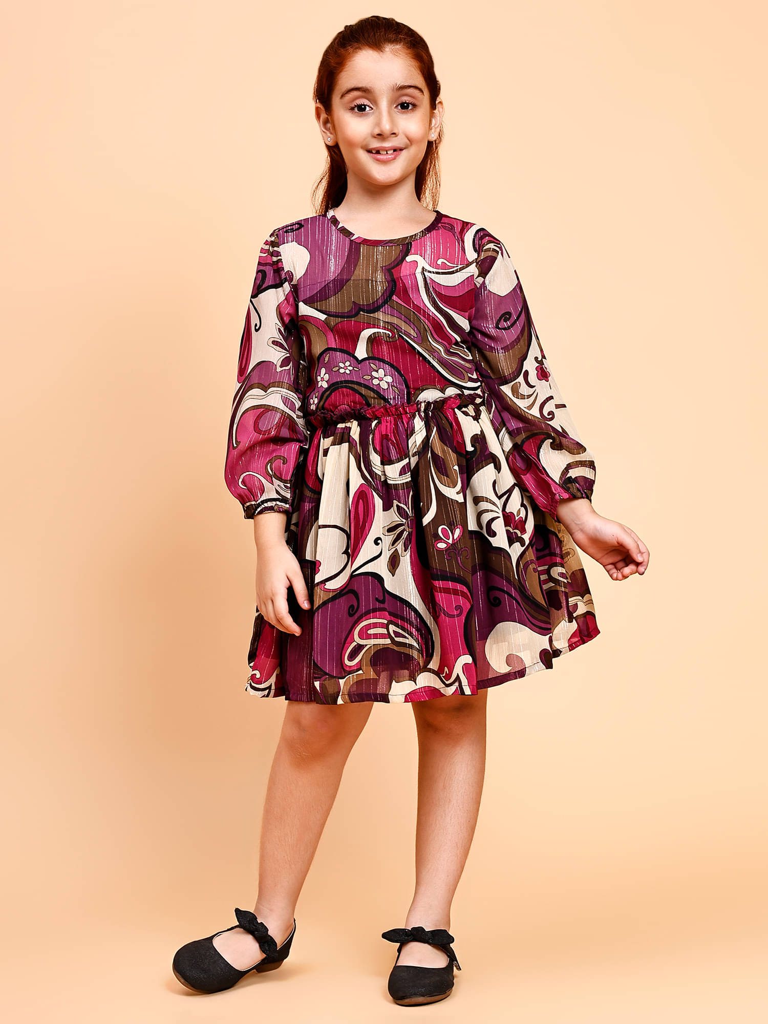 Lazy Shark Polyester Fit And Flare Dress For Girls ( Pack of 1 , Multicolor ) Lazy Shark Polyester Fit And Flare Dress For Girls ( Pack of 1 , Multicolor )