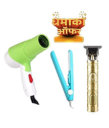 3 in 1 Combo Pack of Hair Dryer, Hair Straightener & Trimmer