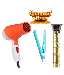 3 in 1 Combo Pack of Hair Dryer, Hair Straightener & Trimmer