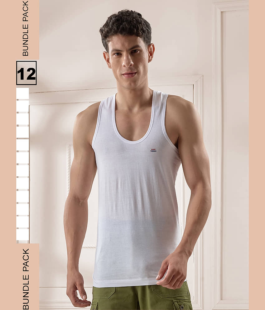 lux venus Pack of 12 Cotton Undershirt For Men ( White ) - Nightwear & Loungewear | Buy online on ZillyBuy