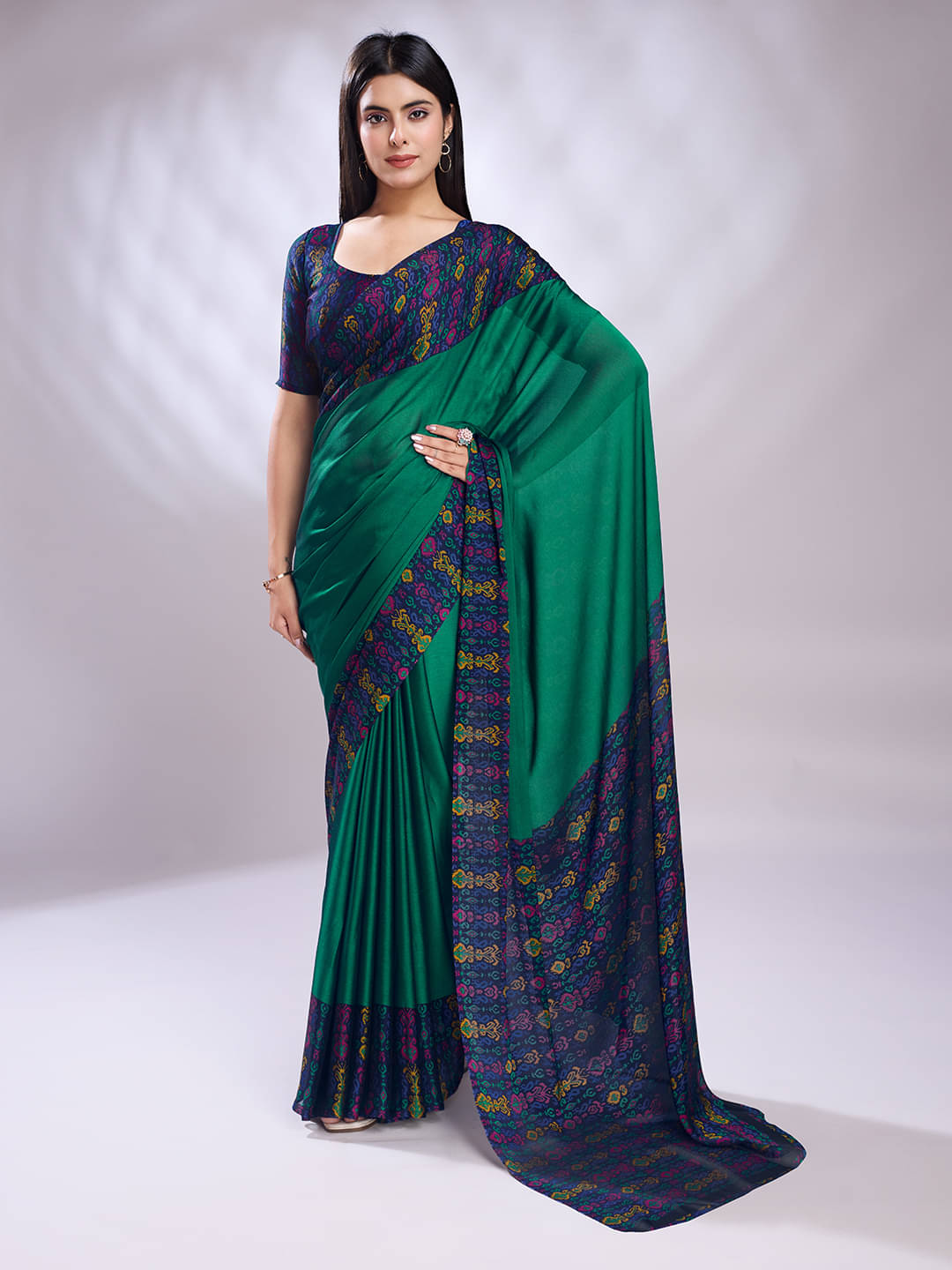     			Rekha Maniyar Chiffon Printed Saree With Unstitched Blouse Piece ( Mint Green )