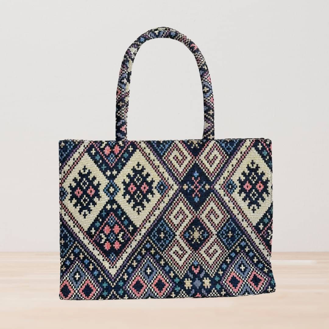     			TCRAZY Handheld Bag Jute Set of 1 ( Dark Grey )