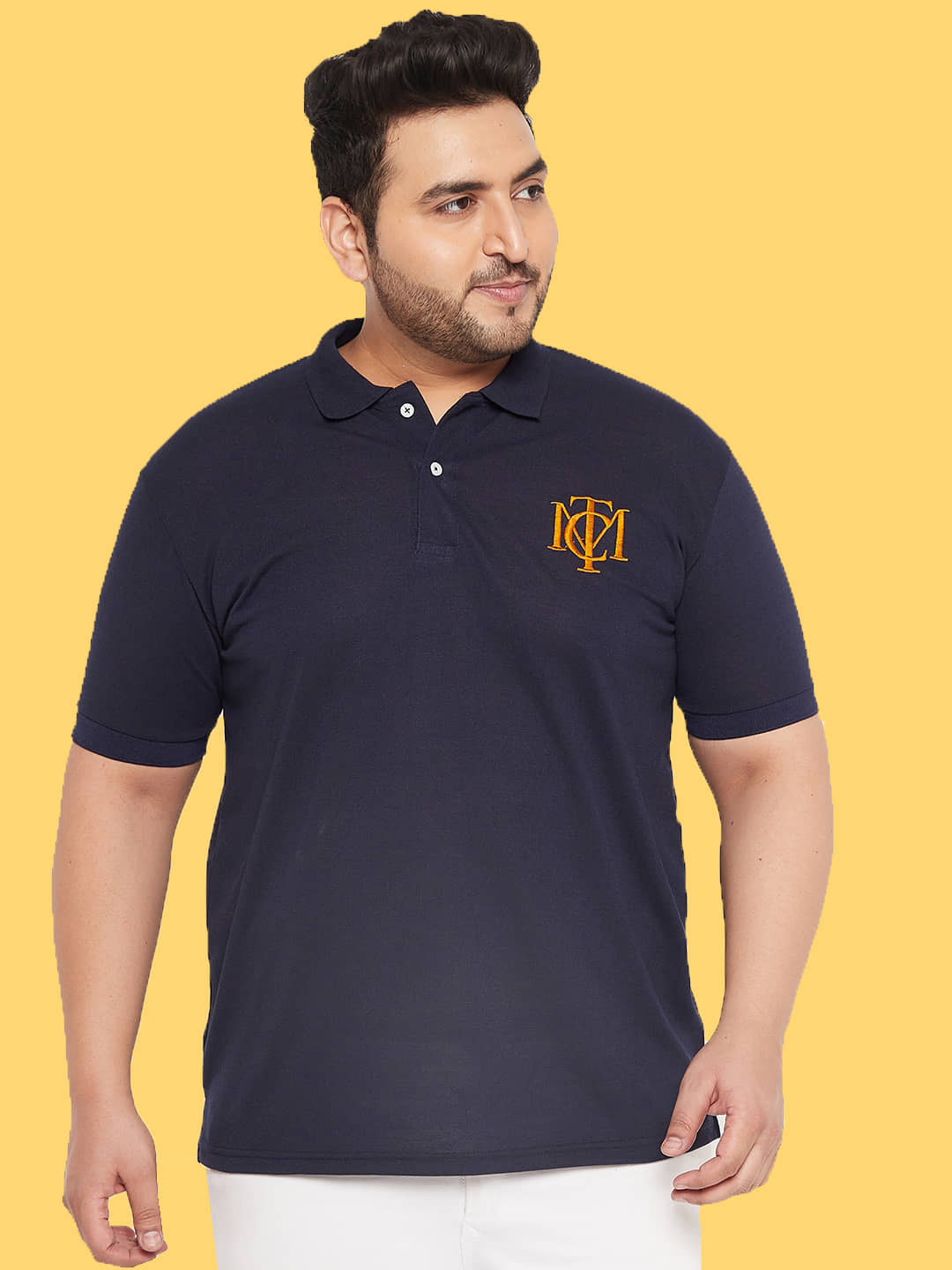 The Million Club Pack of 1 Cotton Regular Fit Solid Half Sleeves Men's Polo T Shirt ( Navy Blue )