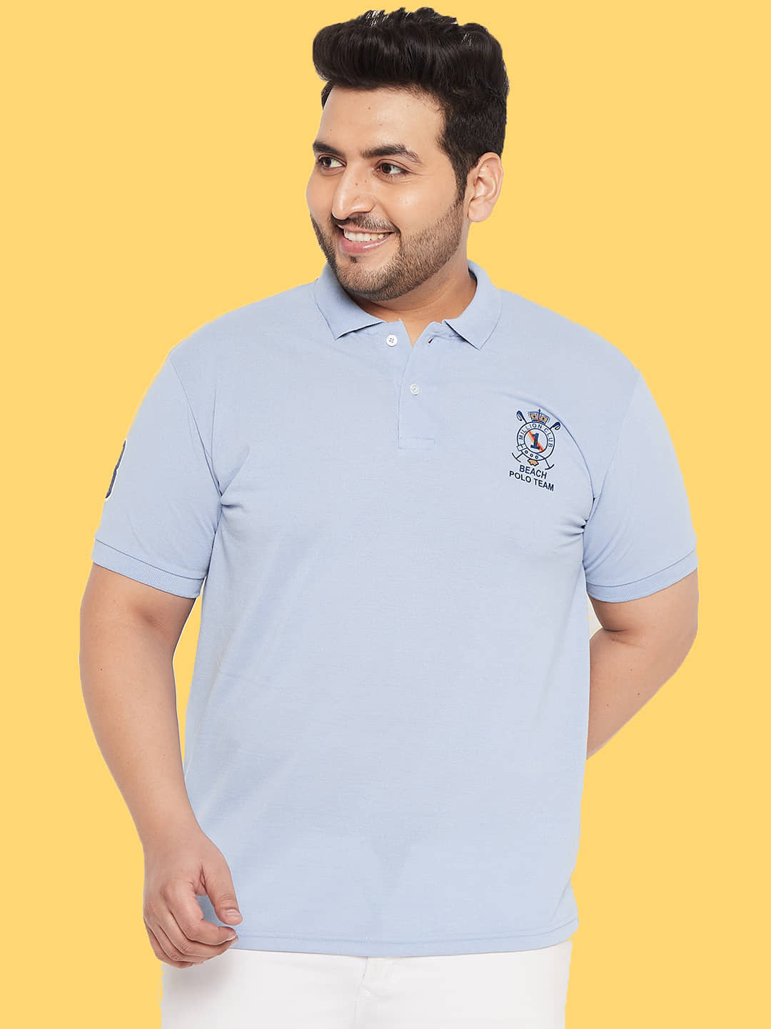 The Million Club Pack of 1 Cotton Regular Fit Solid Half Sleeves Men's Polo T Shirt ( Blue )