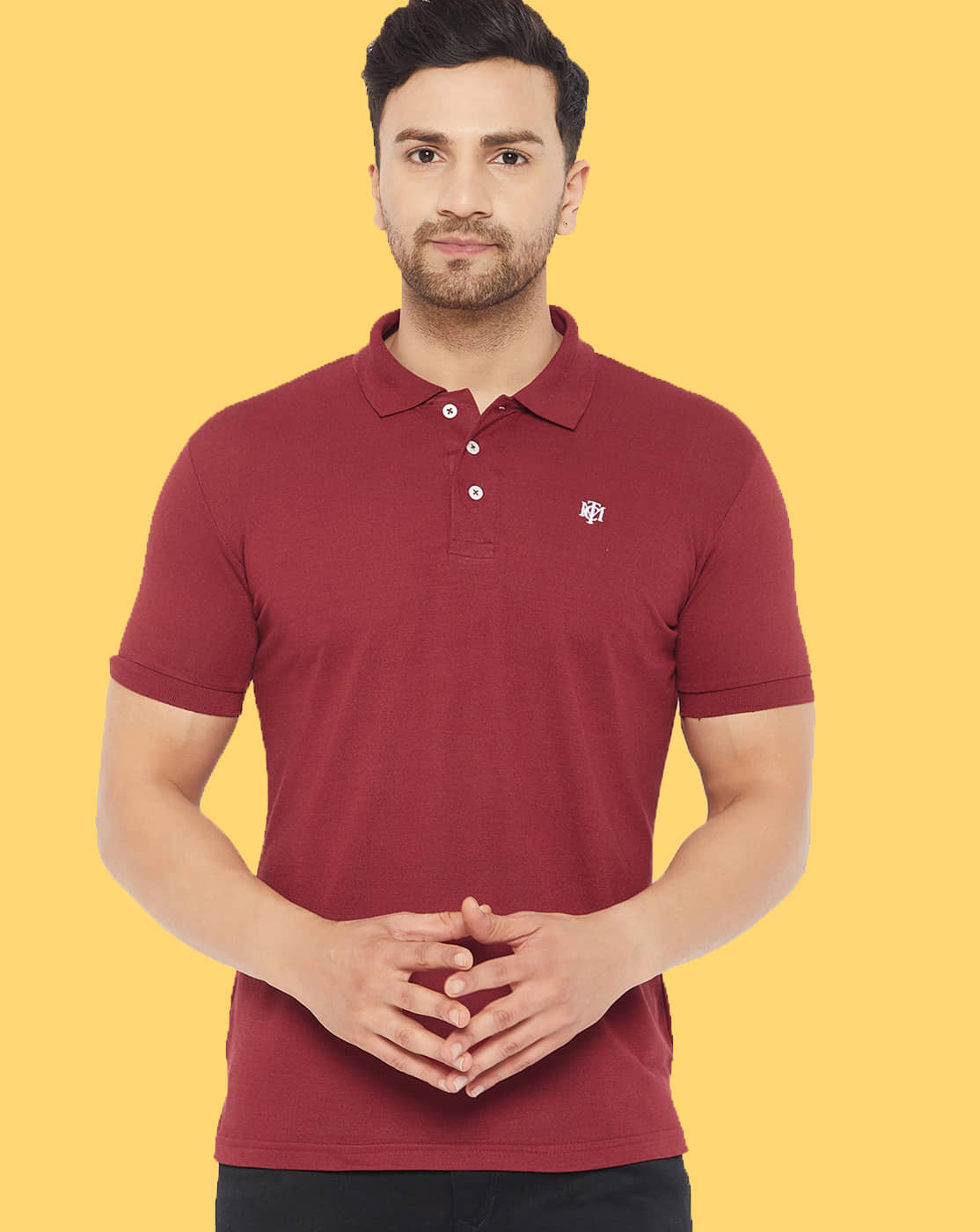 The Million Club Pack of 1 Cotton Regular Fit Solid Half Sleeves Men's Polo T Shirt ( Maroon )