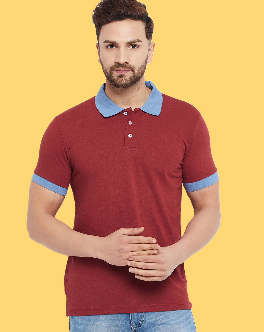 The Million Club Pack of 1 Cotton Regular Fit Solid Half Sleeves Men's Polo T Shirt ( Maroon )