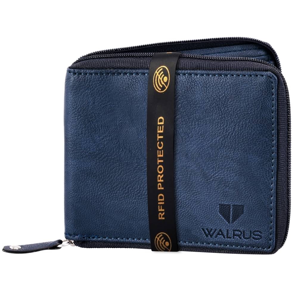     			Walrus Blue Faux Leather Men's RFID Wallet ( Pack of 1 )