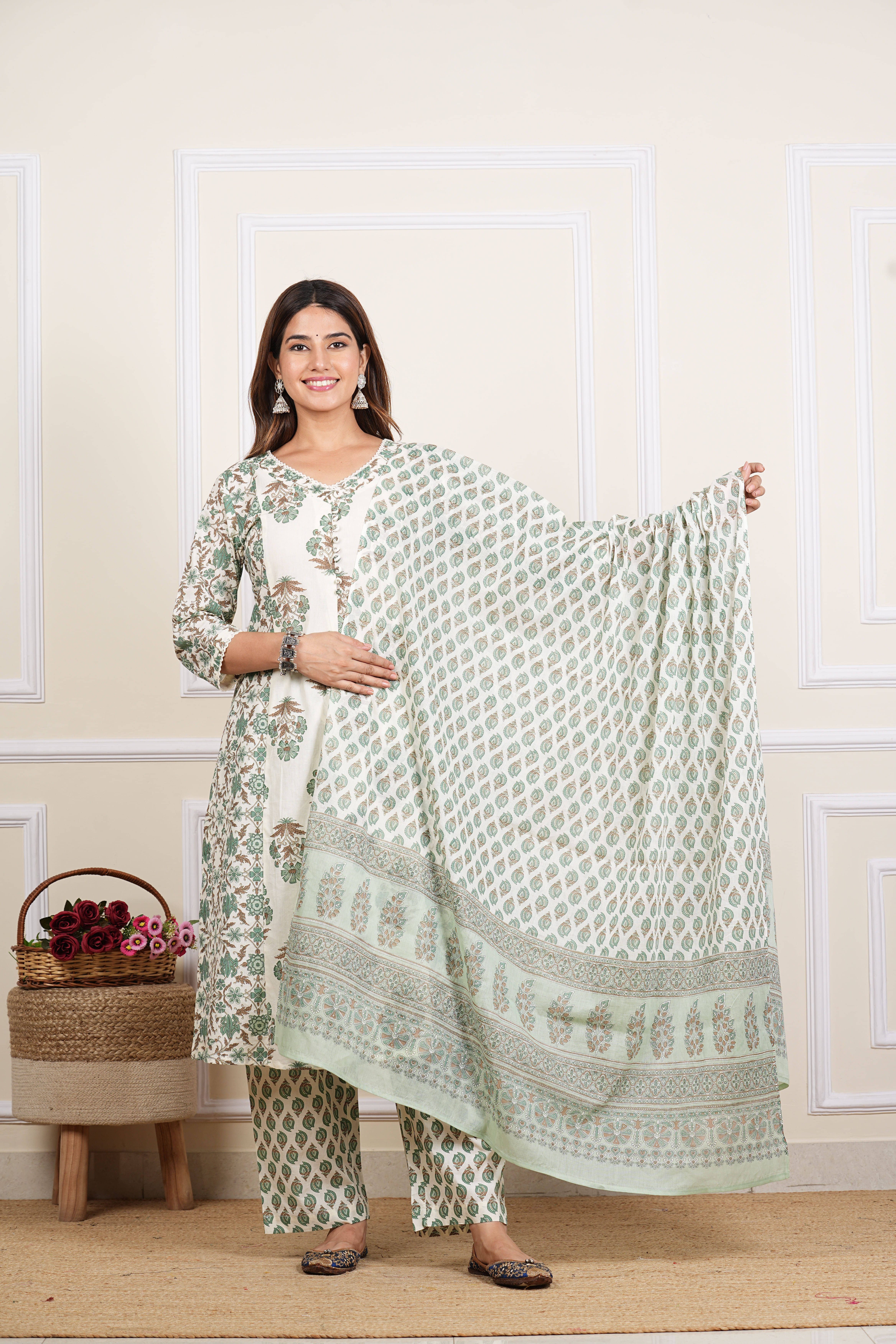     			Yash Gallery Cotton Printed Kurti With Pants Women's Stitched Salwar Suit - Multicolor ( Pack of 1 )