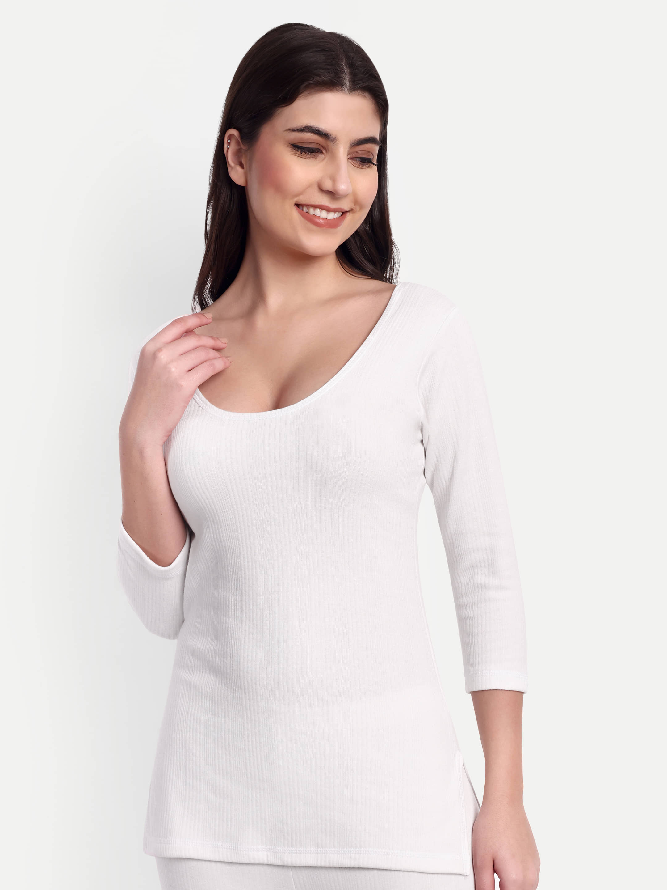 Zeffit Cotton Blend Thermal Tops - Off White Pack of 1