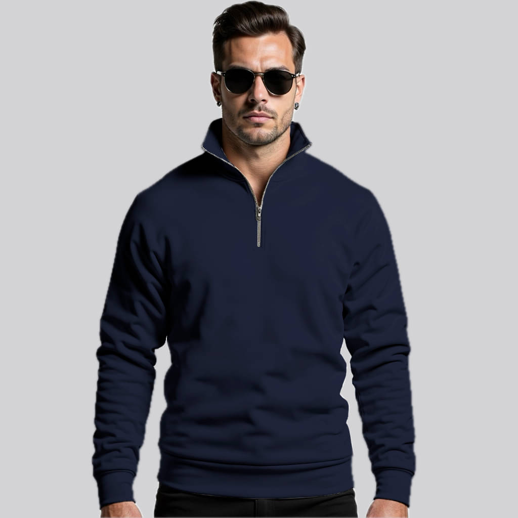     			fashion and youth Fleece High Neck Men's Sweatshirt - Navy Blue ( Pack of 1 )