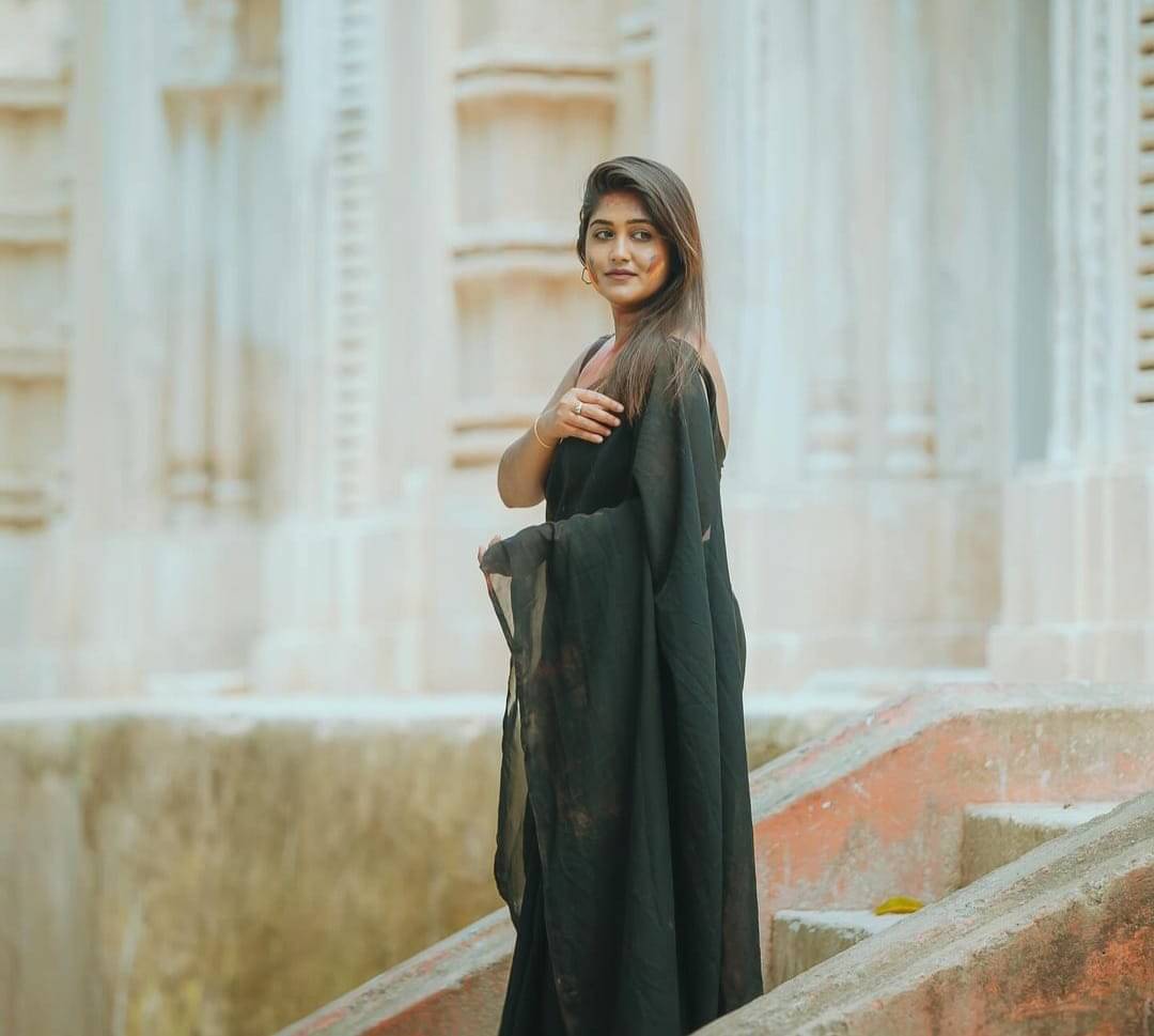     			ANAND SAREES Georgette Dyed Saree With Unstitched Blouse Piece ( Black )