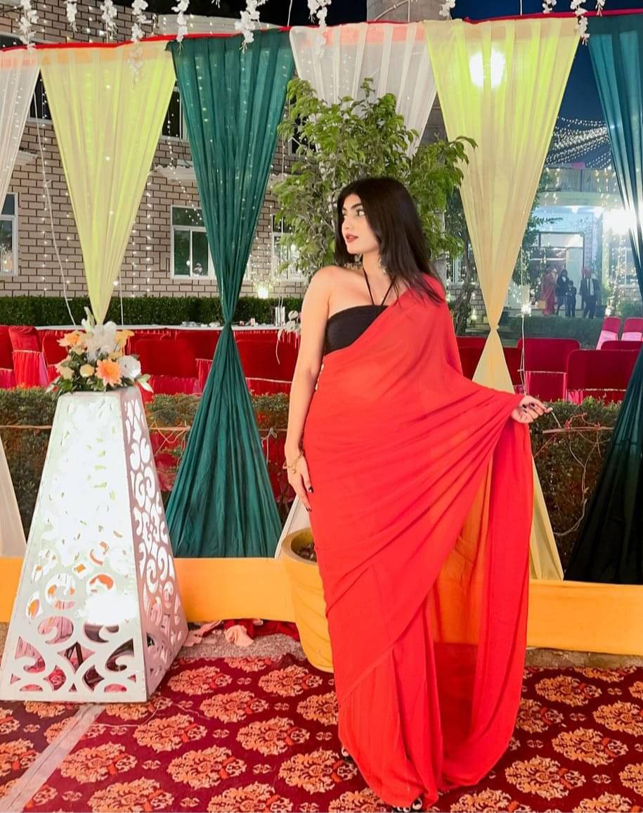 ANAND SAREES Georgette Dyed Saree With Unstitched Blouse Piece ( Red ) ANAND SAREES Georgette Dyed Saree With Unstitched Blouse Piece ( Red )