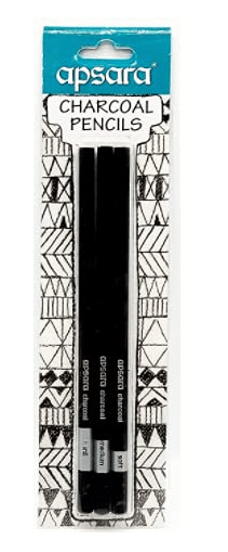     			APSARA CHARCOAL PENCIL PACK OF 1, 3 PENCILS (SOFT/MEDIUM/HARD) - Pack of 6