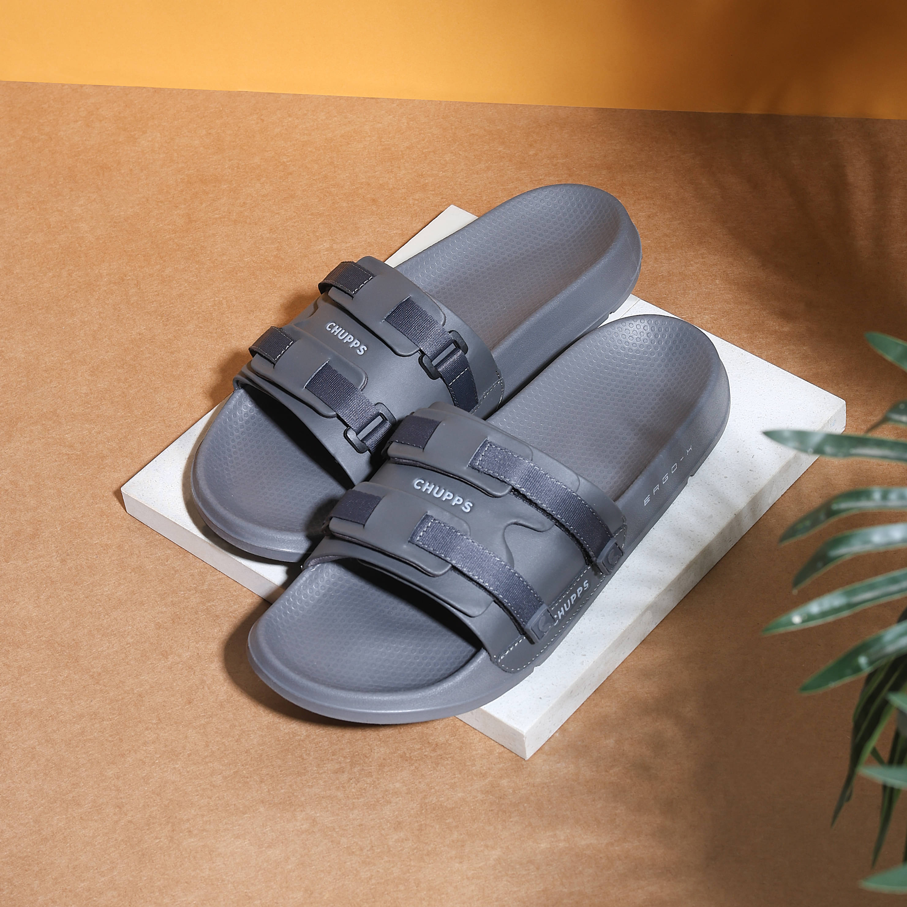     			CHUPPS Grey Men's Slide Flip Flop