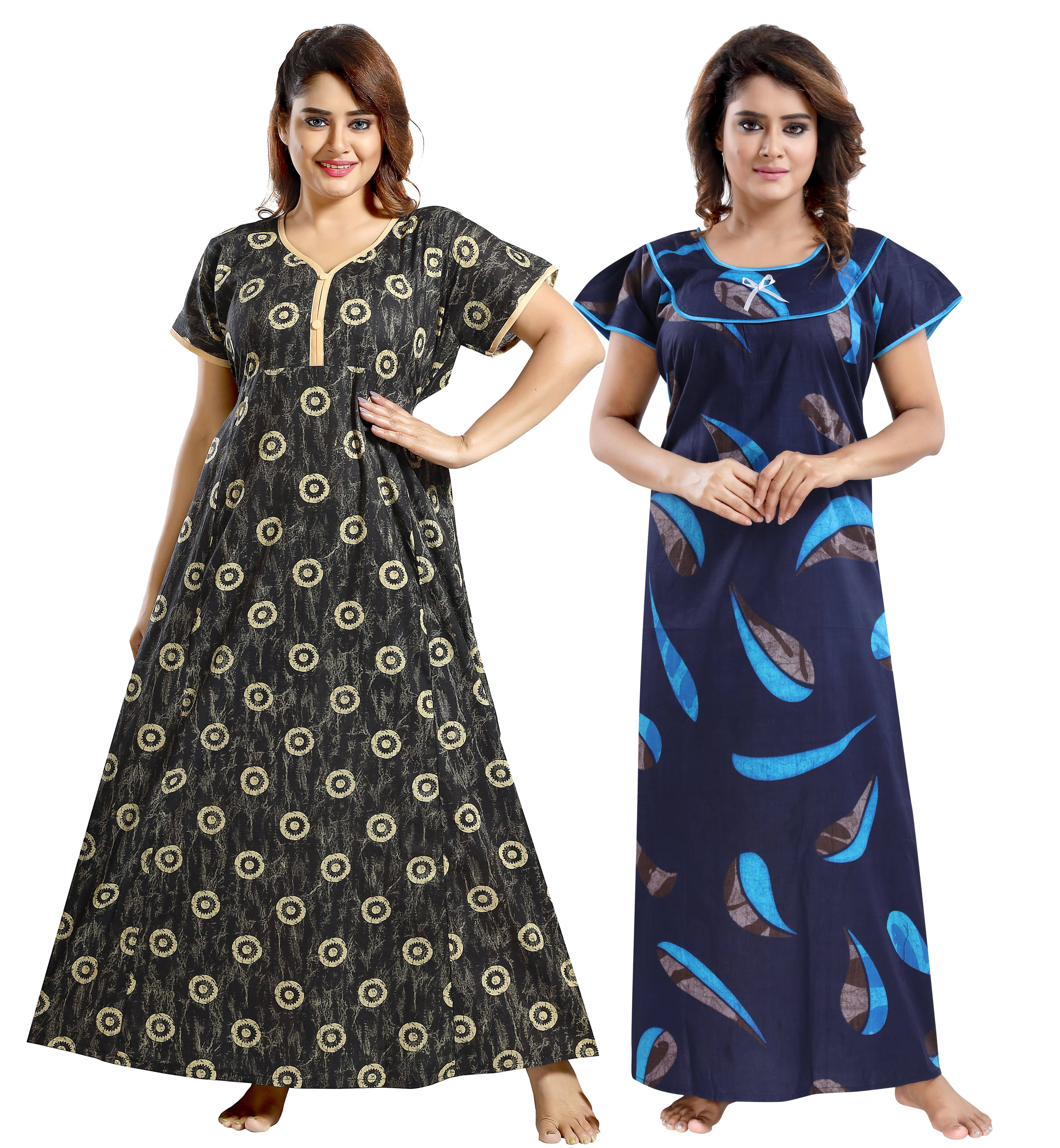 Cinco Multi Color Cotton Blend Women's Nightwear Nighty & Night Gowns ( Pack of 2 ) Cinco Multi Color Cotton Blend Women's Nightwear Nighty & Night Gowns ( Pack of 2 )