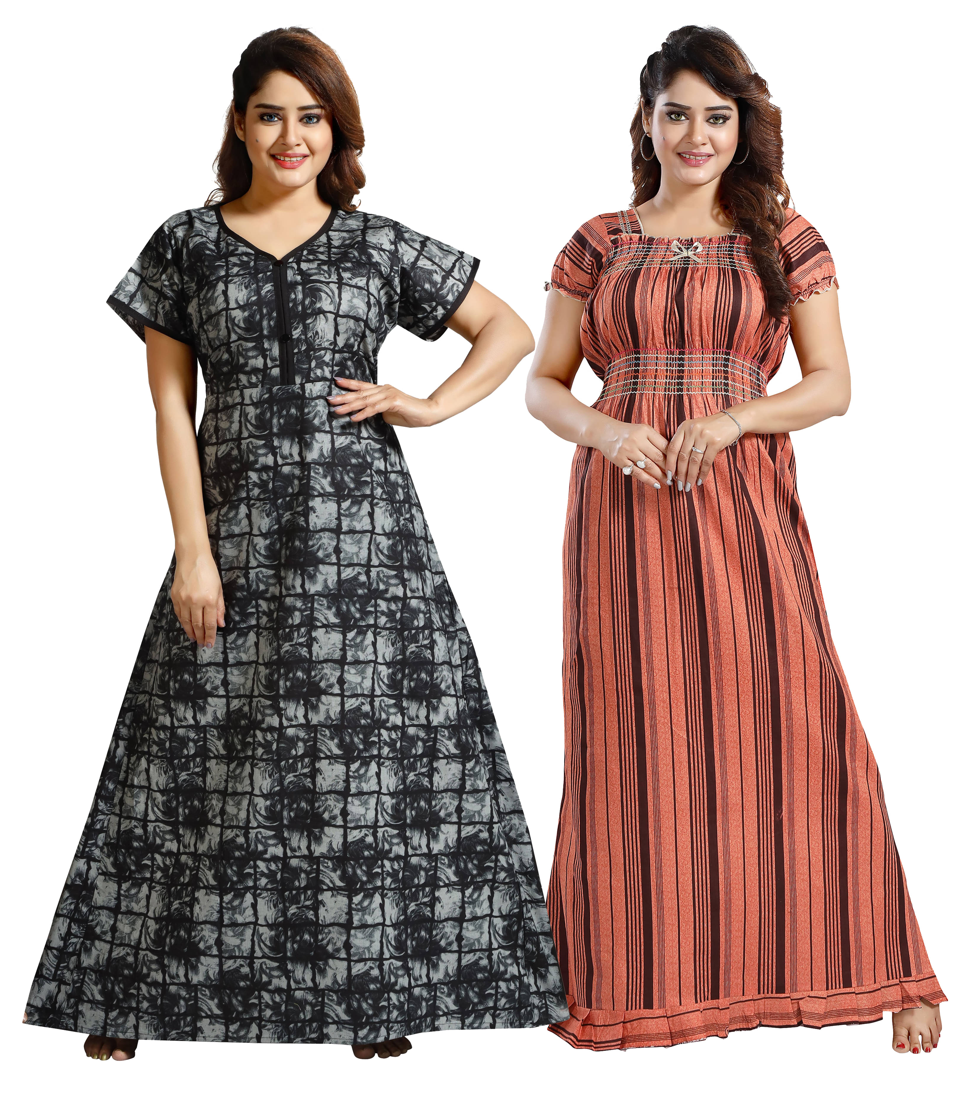 Cinco Multi Color Cotton Blend Women's Nightwear Nighty & Night Gowns ( Pack of 2 ) Cinco Multi Color Cotton Blend Women's Nightwear Nighty & Night Gowns ( Pack of 2 )