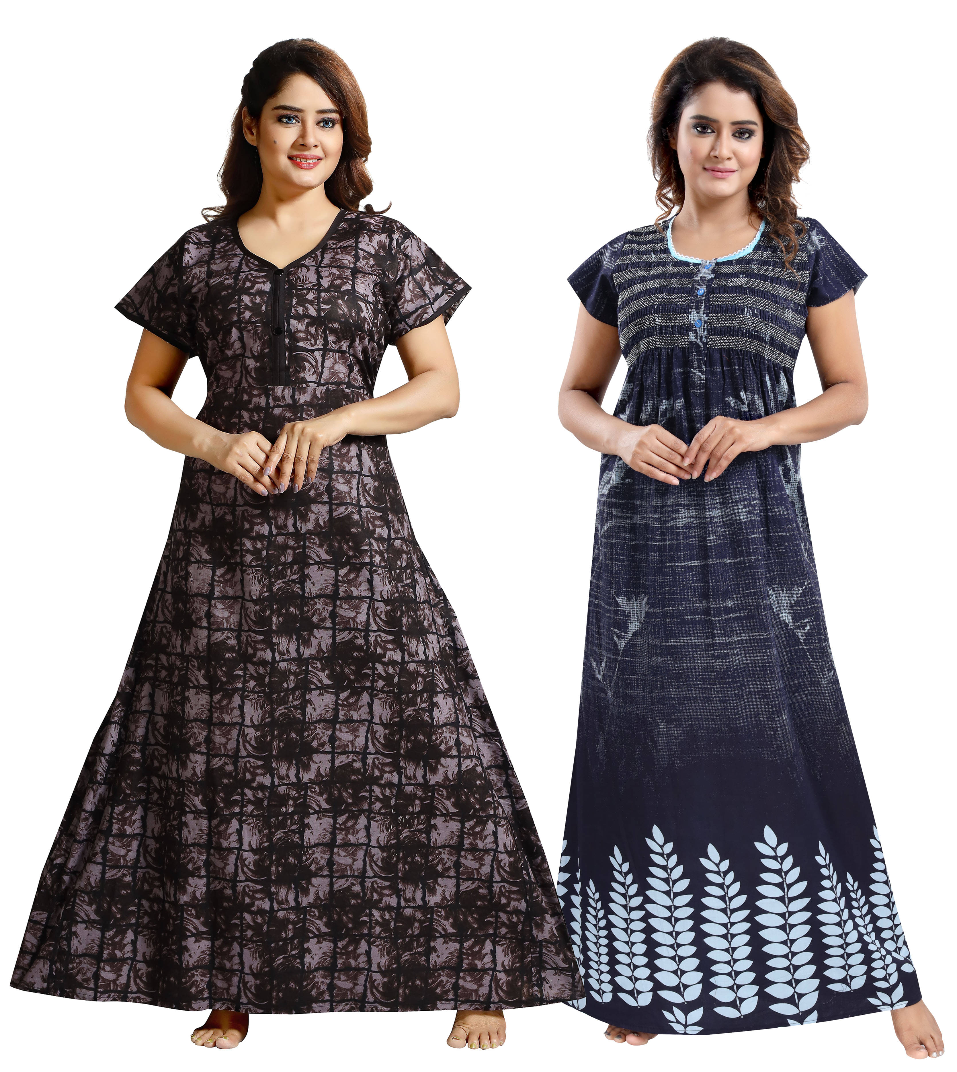 Cinco Multi Color Cotton Blend Women's Nightwear Nighty & Night Gowns ( Pack of 2 ) Cinco Multi Color Cotton Blend Women's Nightwear Nighty & Night Gowns ( Pack of 2 )