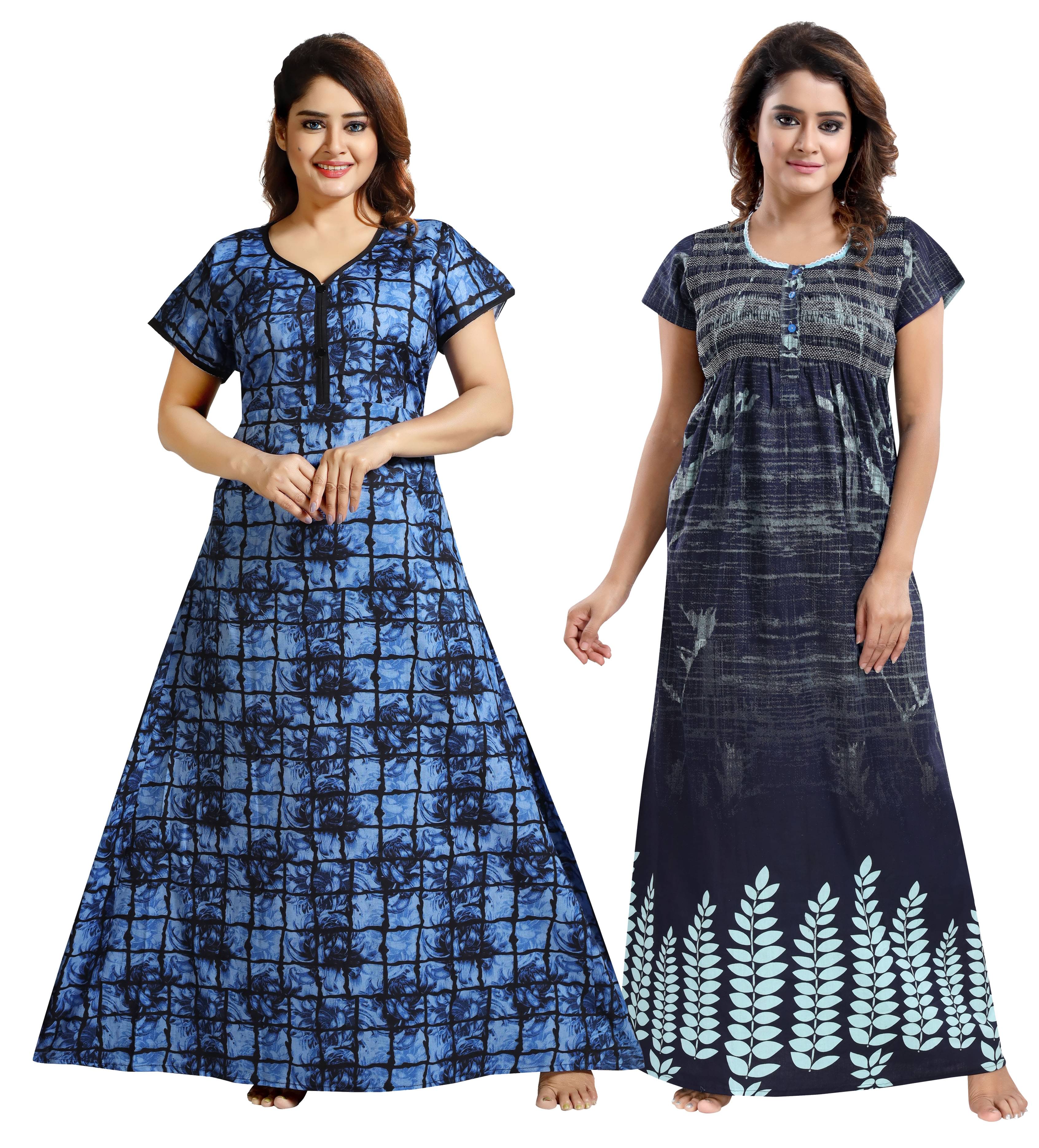Cinco Multi Color Cotton Blend Women's Nightwear Nighty & Night Gowns ( Pack of 2 ) Cinco Multi Color Cotton Blend Women's Nightwear Nighty & Night Gowns ( Pack of 2 )