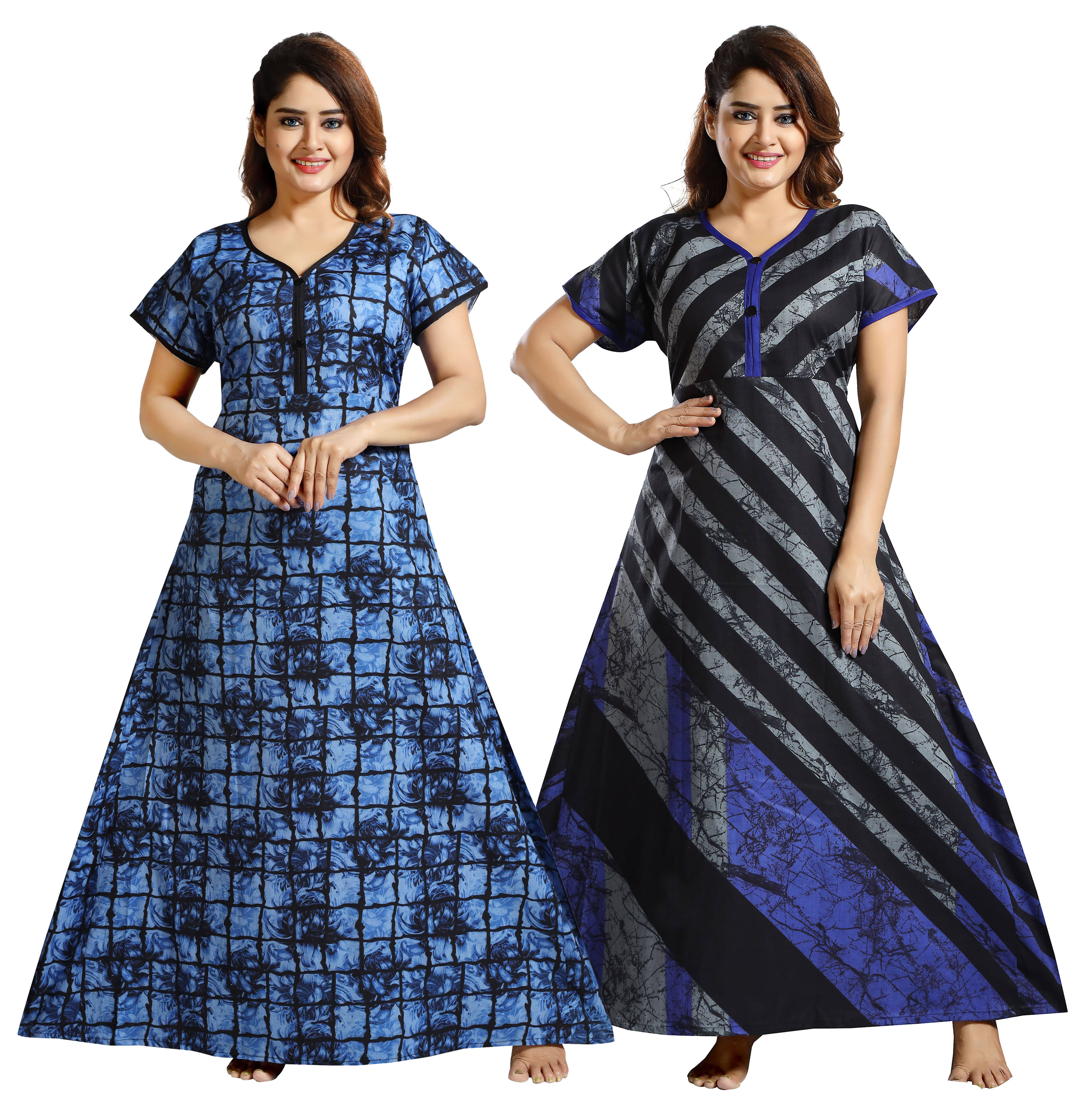 Cinco Multi Color Cotton Blend Women's Nightwear Nighty & Night Gowns ( Pack of 2 ) Cinco Multi Color Cotton Blend Women's Nightwear Nighty & Night Gowns ( Pack of 2 )
