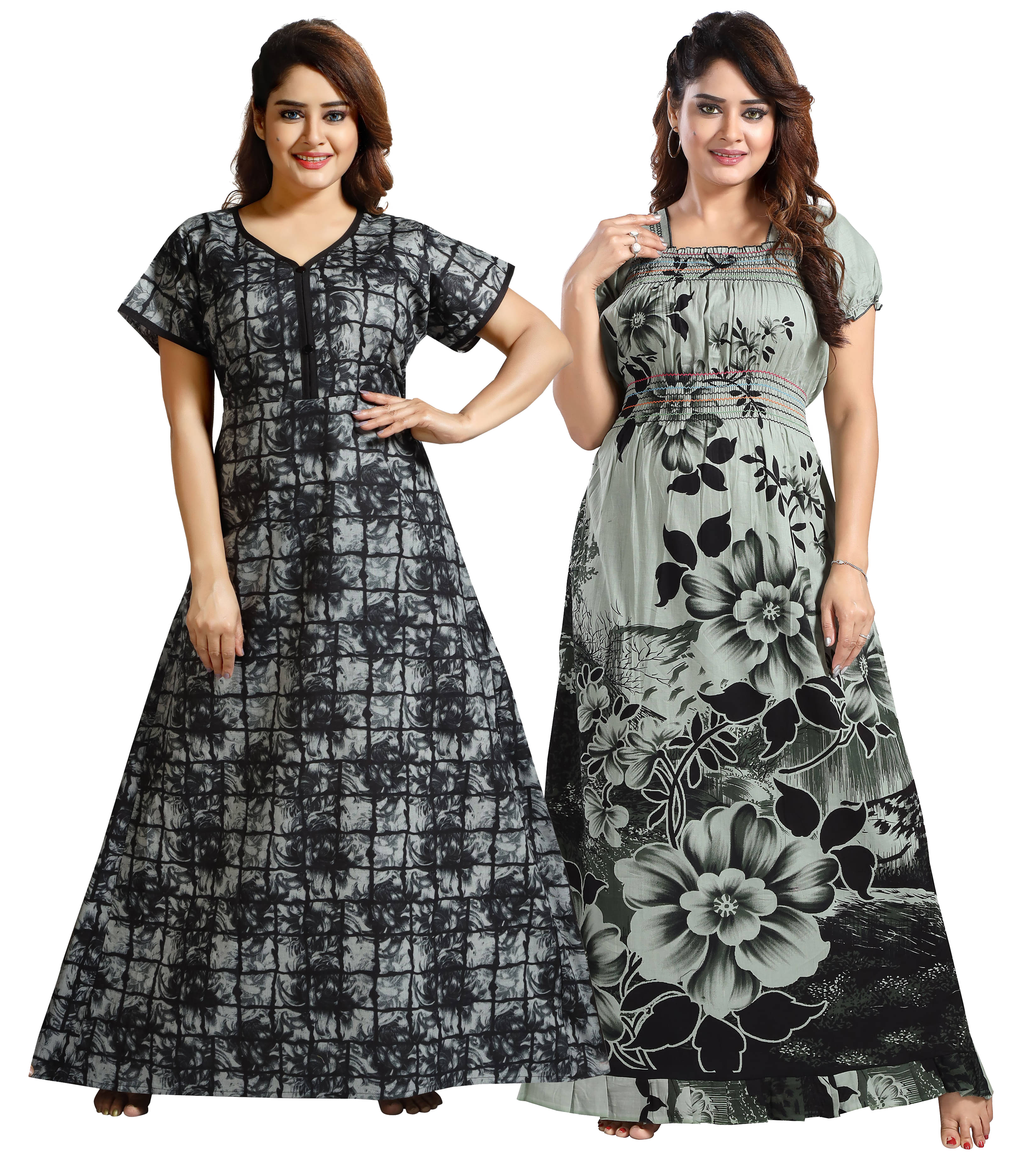 Cinco Multi Color Cotton Blend Women's Nightwear Nighty & Night Gowns ( Pack of 2 ) Cinco Multi Color Cotton Blend Women's Nightwear Nighty & Night Gowns ( Pack of 2 )