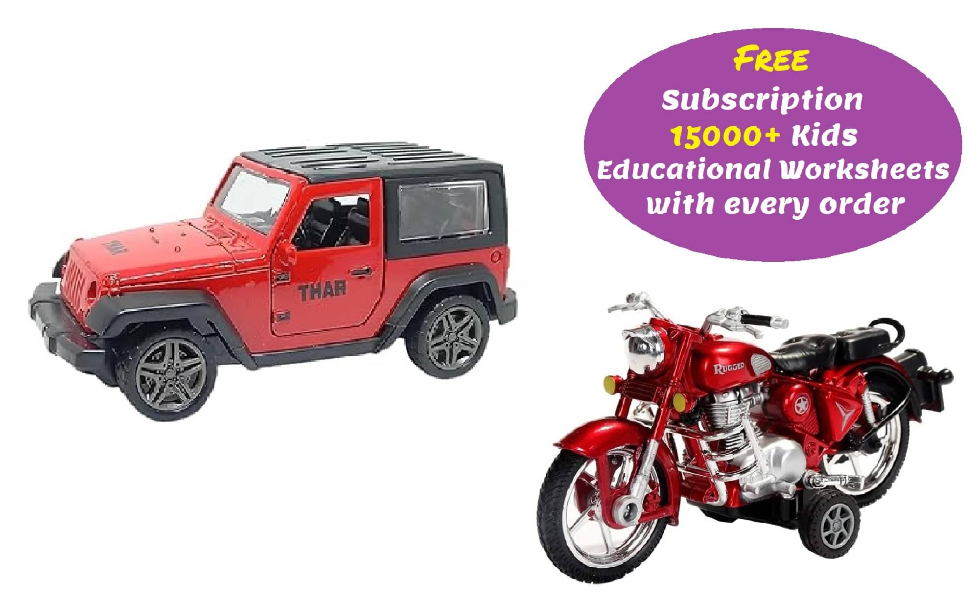     			Combo of Big Metal Thar & Rugged Bullet (Free Subscription of Kids Educational worksheets)