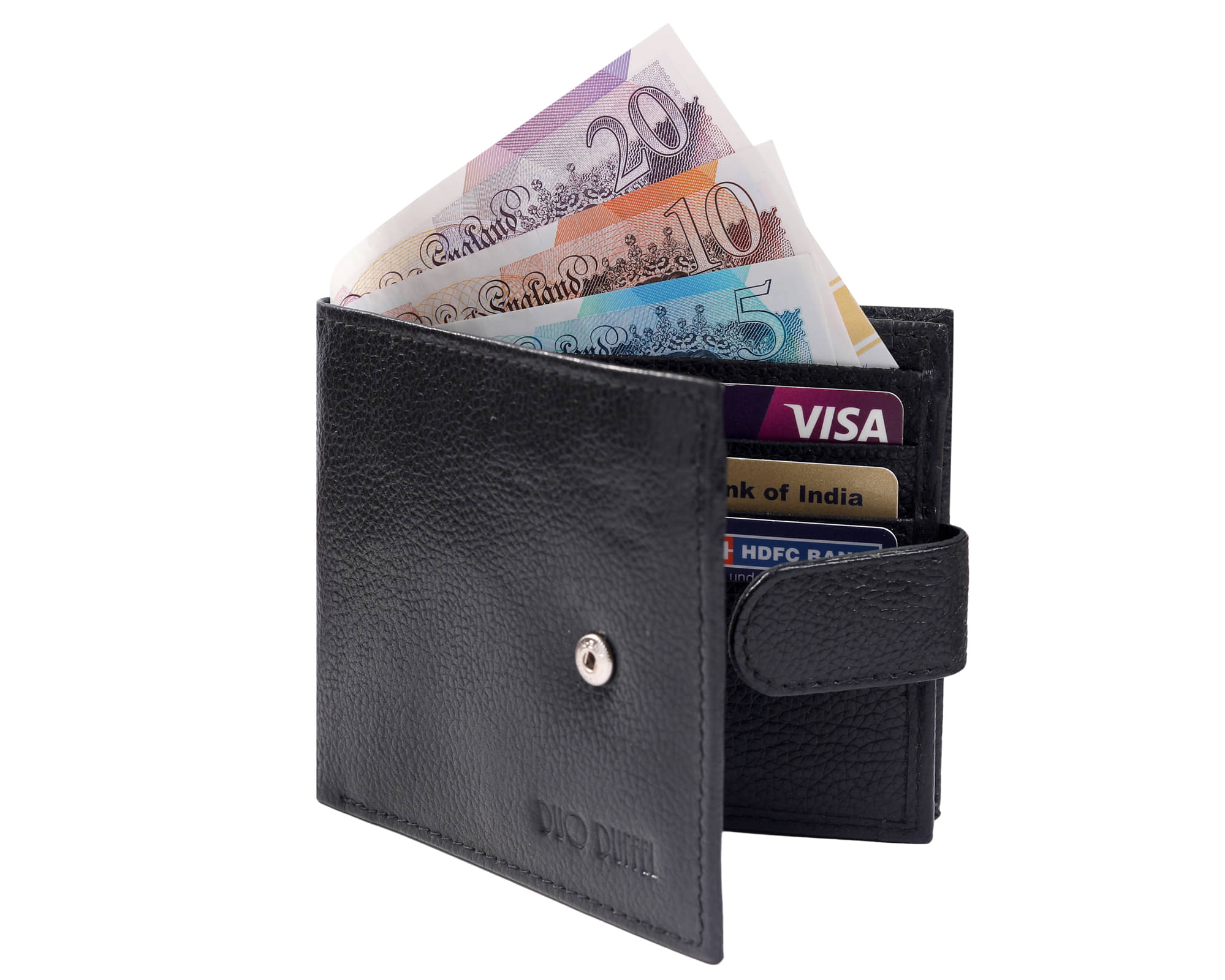     			DUO DUFFEL Black Leather Men's RFID Wallet,Two Fold Wallet ( Pack of 1 )