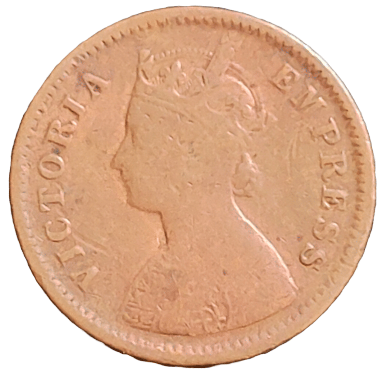     			Extremely Rare 1/2 Pice 1886 Victoria Empress British India Coin