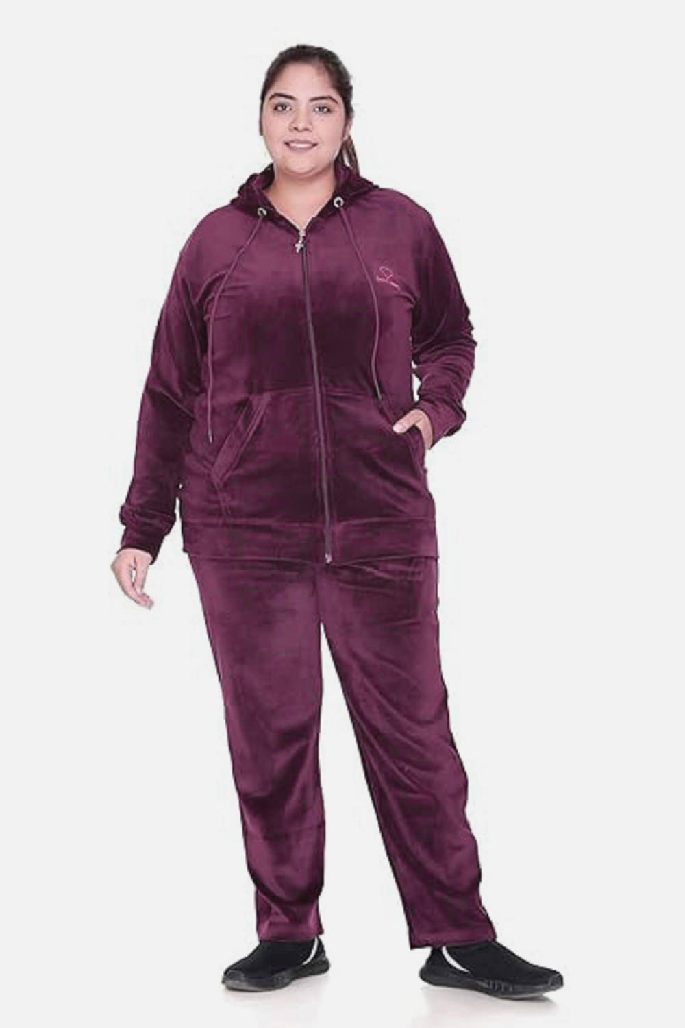     			HeteShe Neon Purple Viscose Solid Tracksuit - Pack of 1