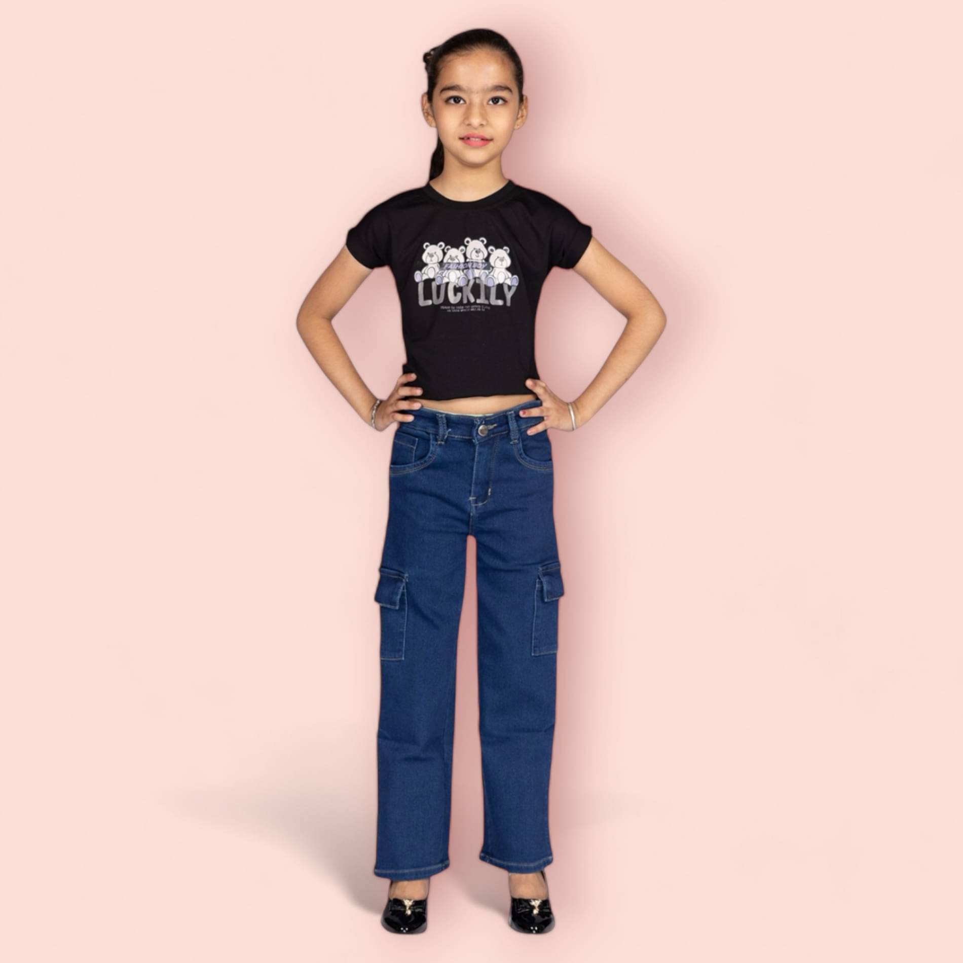     			ICONIC ME- KIDS GIRL PREMIUM SIX POCKET STRAIGHT FIT DENIM JEANS