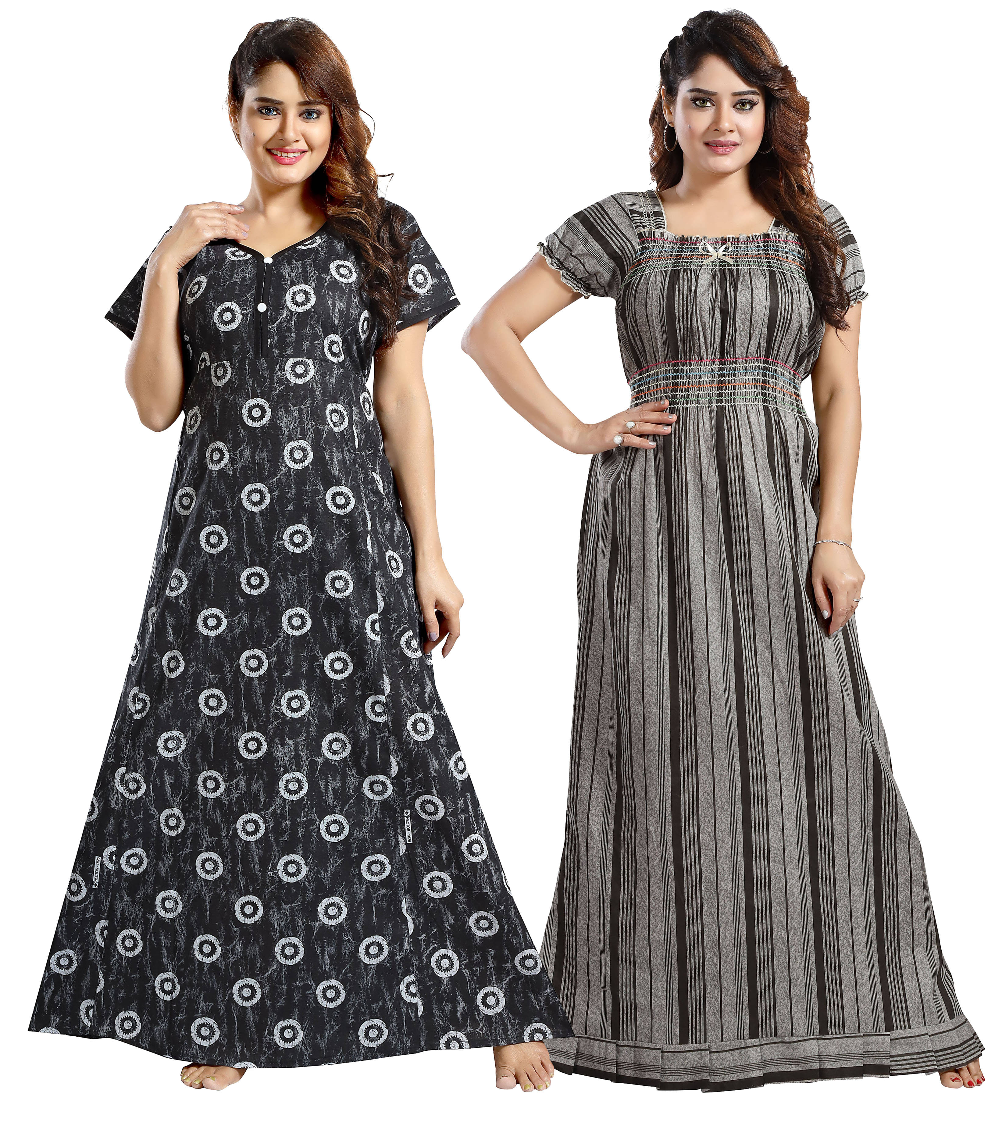 INNER BEATS Multi Color Cotton Blend Women's Nightwear Nighty & Night Gowns ( Pack of 2 ) INNER BEATS Multi Color Cotton Blend Women's Nightwear Nighty & Night Gowns ( Pack of 2 )