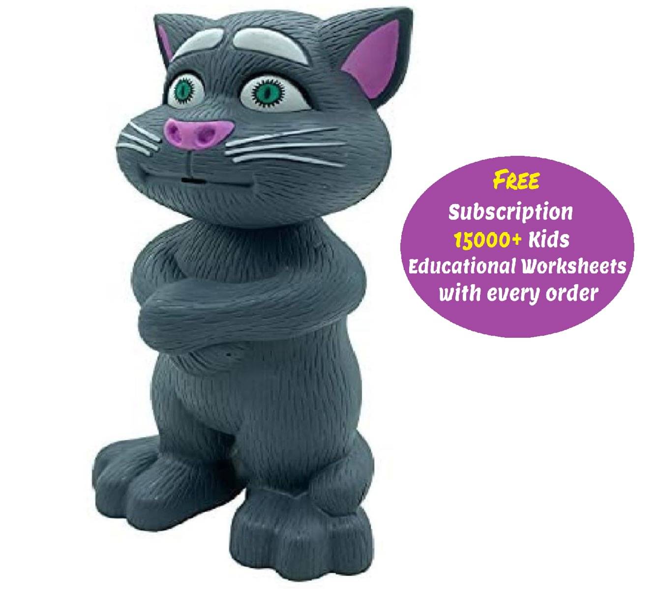    			Intelligent Talking Tom Cat, Speaking Robot Cat Repeats What You Say, Touch Recording Rhymes and Songs, Musical Cat Toy for Kids (Grey) (Free subscription of kids Educational worksheets)