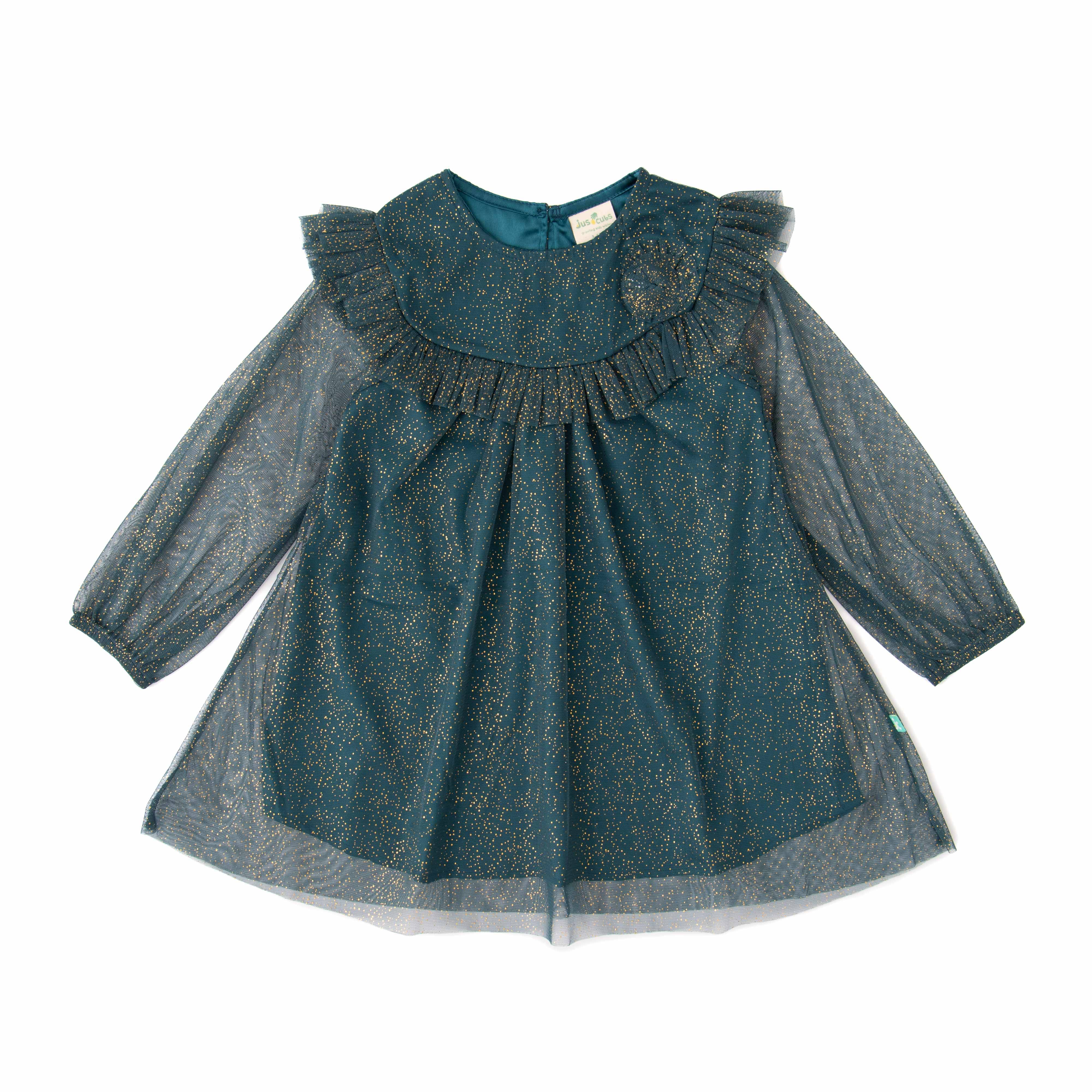     			Juscubs Net Fit And Flare Dress For Girls ( Pack of 1 , Green )