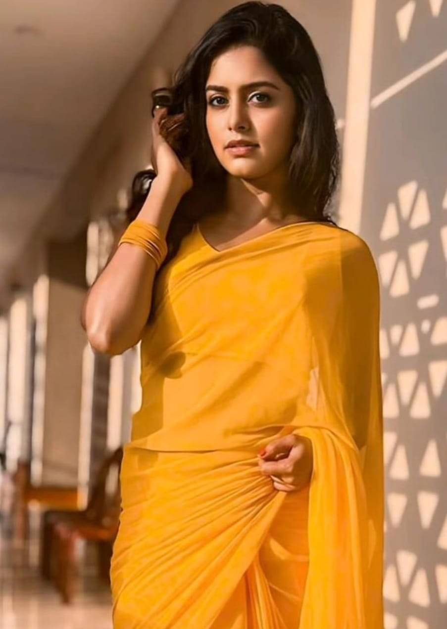     			Kashvi Sarees Georgette Dyed Saree With Unstitched Blouse Piece ( Yellow )