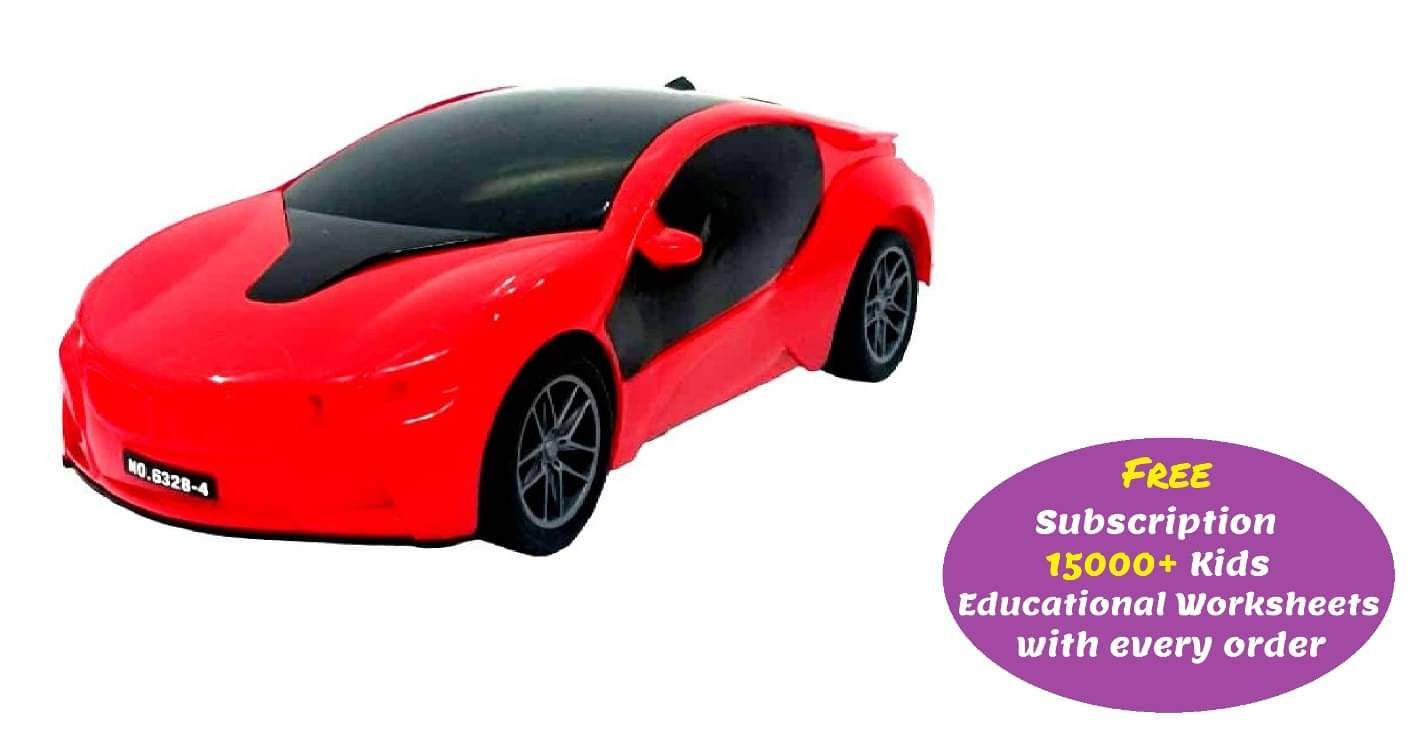     			Kidaholic 3D Famous Radio Remote Control High Speed Racing Car Toy for Kids(Random Color) (Free subscription of kids Educational worksheets)