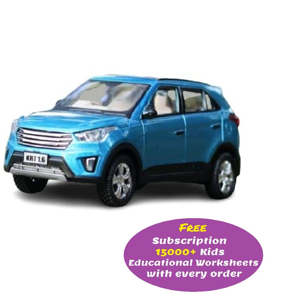 Kidsaholic Creta 1.6 SUV Toy Car with Pull Back Action(Random color) (Free subscription of kids Educational worksheets)
