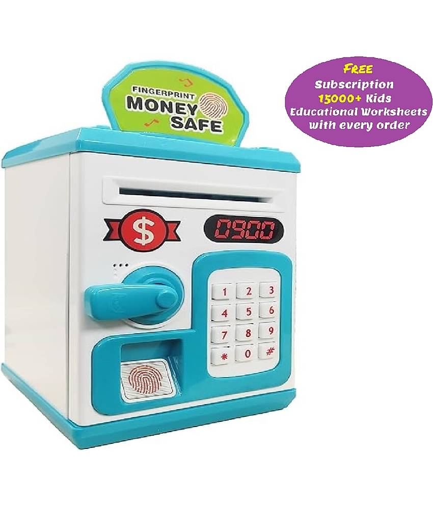 Kidsaholic Money Safe Kids With Finger Print Sensor Piggy Savings Bank With Electronic Lock (Free subscription of kids Educational worksheets)
