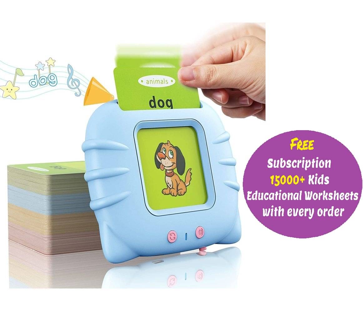     			Kidsaholic Talking Flash Card Learning Device Toy Early Learning 224 Words Sounds Music Playing Game - USB Rechargeable for Kids (1-6 Years) Toddlers Preschool Education (Free subscription of kids Educational worksheets)