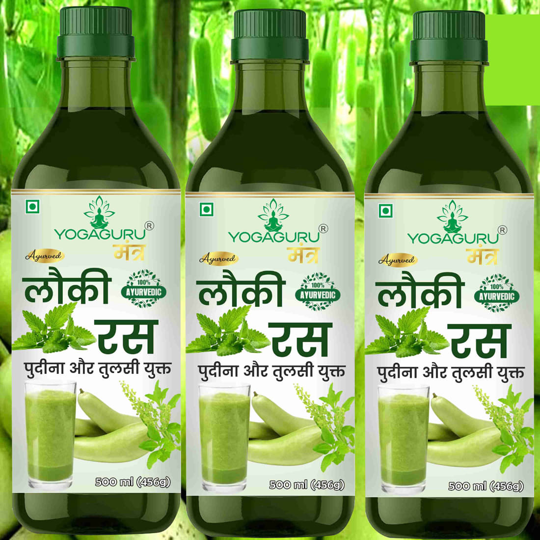 Lauki Juice with Tulsi Pudina | Loki juice Natural Juice | Sugar Free (3 x 500 ml) Lauki Juice with Tulsi Pudina | Loki juice Natural Juice | Sugar Free (3 x 500 ml)