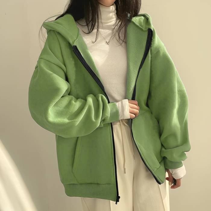 Lecowar Fleece Women's Zippered Sweatshirt ( Green ) Lecowar Fleece Women's Zippered Sweatshirt ( Green )