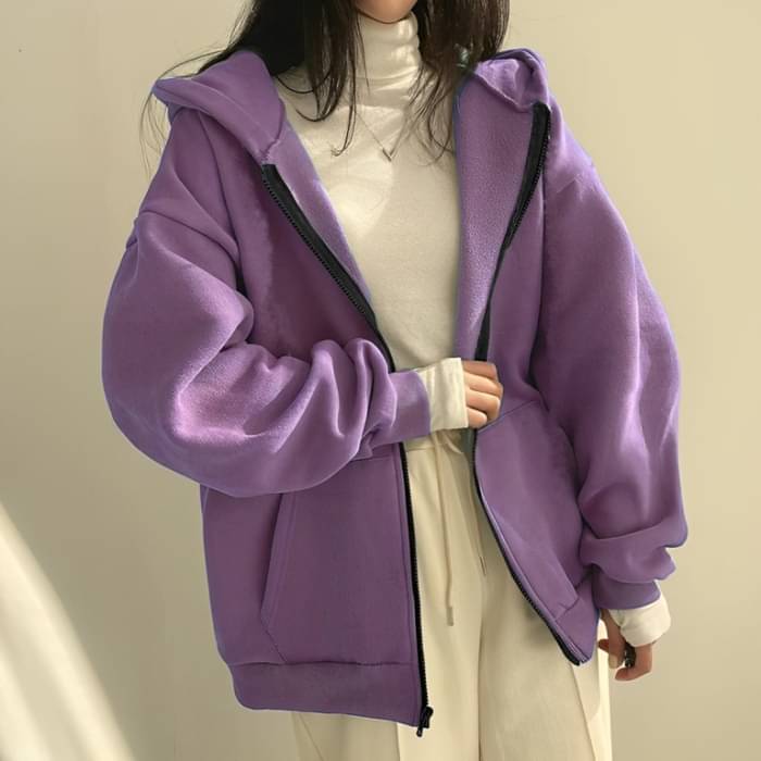     			Lecowar Fleece Women's Zippered Sweatshirt ( Purple )