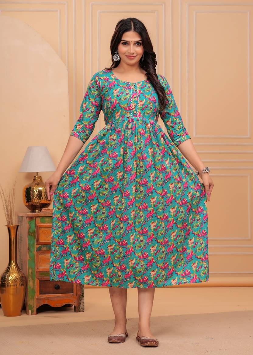 Nevisha Style Multi Color Cotton Maternity Kurta Single     			Nevisha Style Multi Color Cotton Maternity Kurta Single